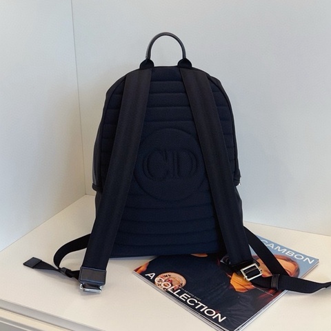 Dior黑銀帆布雙肩包