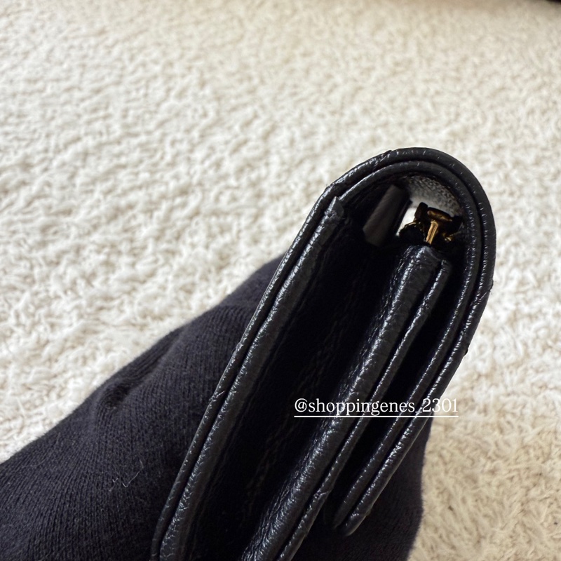 香奈兒 Chanel 全新品 最新款 25K 山羊皮 黑金 單層拉鍊卡包-9