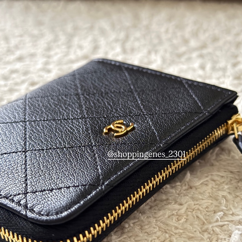 沒有了 香奈兒 Chanel 全新品 最新款 25K 山羊皮 黑金 方形卡包-3