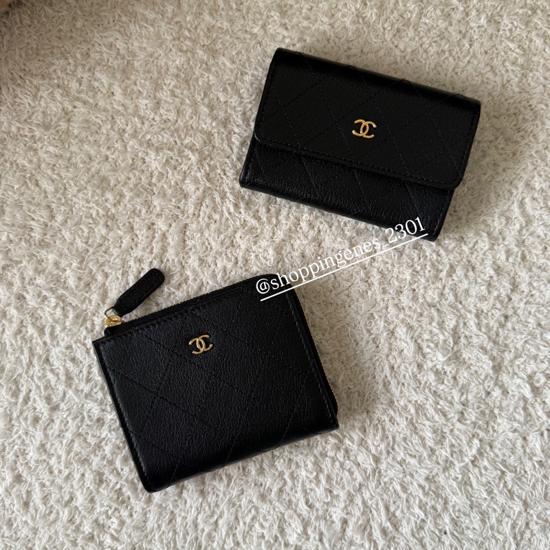 沒有了 香奈兒 Chanel 全新品 最新款 25K 山羊皮 黑金 方形卡包-8