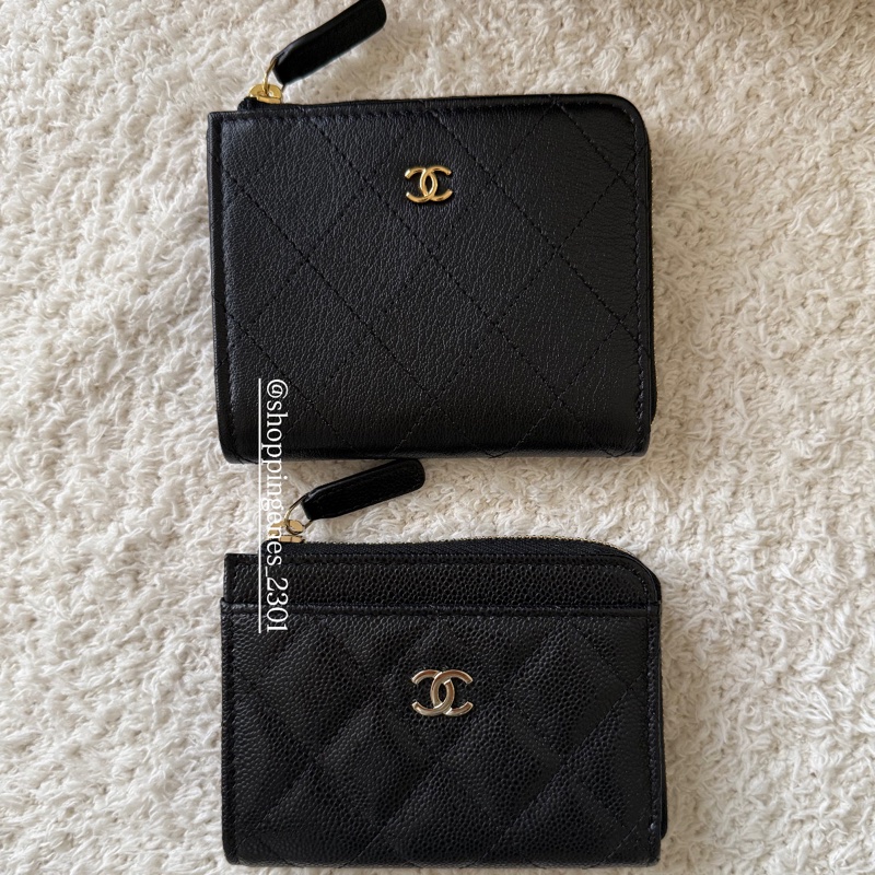 沒有了 香奈兒 Chanel 全新品 最新款 25K 山羊皮 黑金 方形卡包-9