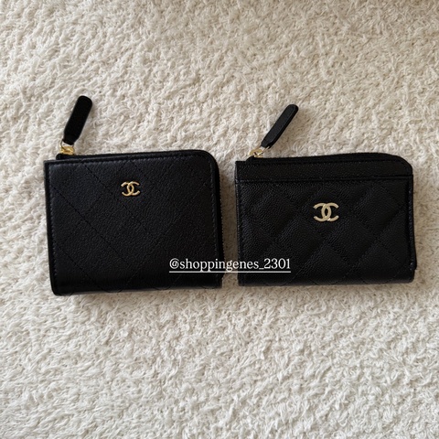 香奈兒 最新版 26C 短版L卡包 黑金 荔枝牛皮