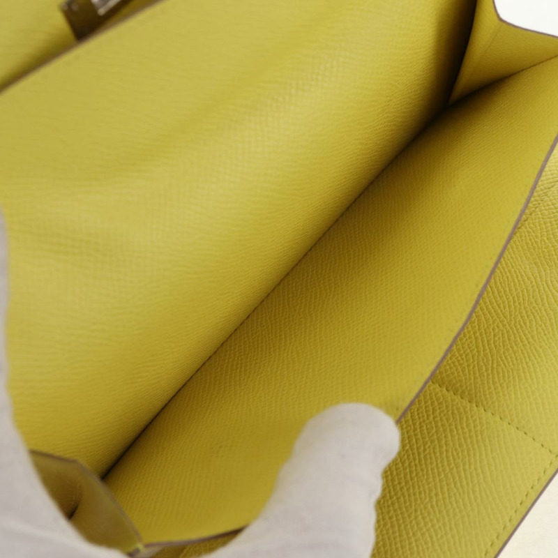 【日本直送】愛馬仕 Kelly 長皮夾,皮革材質,黃色/銀色,正品,貨號 141186M-8