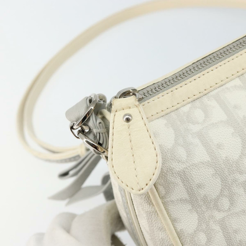【日本直送】Christian Dior Trotter帆布浪漫單肩包 PVC 白色銀色 正品 147502-9