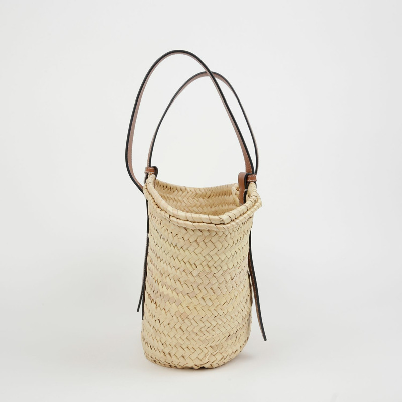 LOEWE 327 02 S92 拉菲草編織中型手提包-3