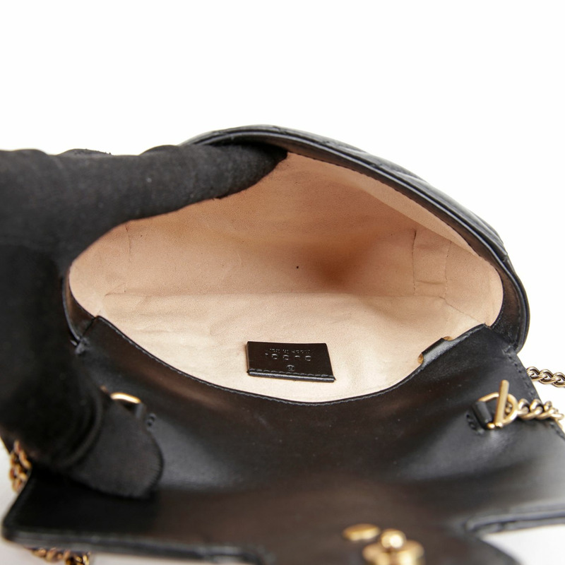 GUCCI GG Marmont 超迷你鏈條斜背包 476433-12