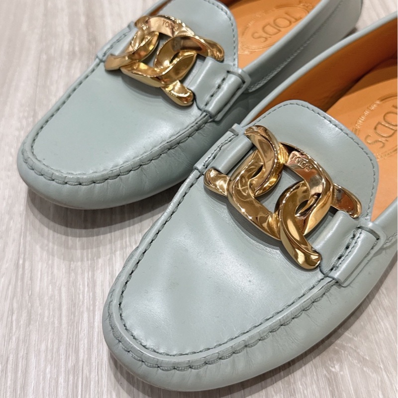 TOD’S 經典麻花釦水藍色豆豆鞋 38號-1