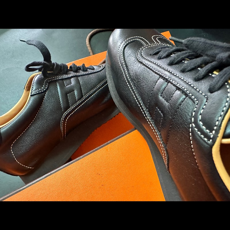 Herme's H皮革綁帶休閒鞋-4