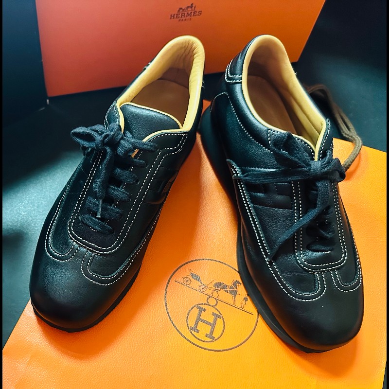 Herme's H皮革綁帶休閒鞋-5