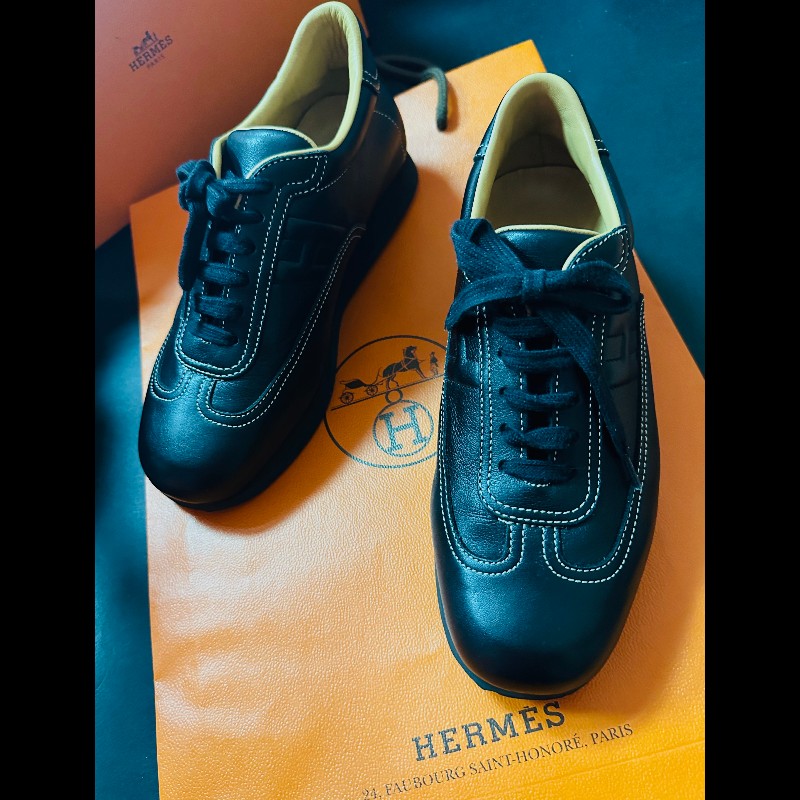 Herme's H皮革綁帶休閒鞋-7