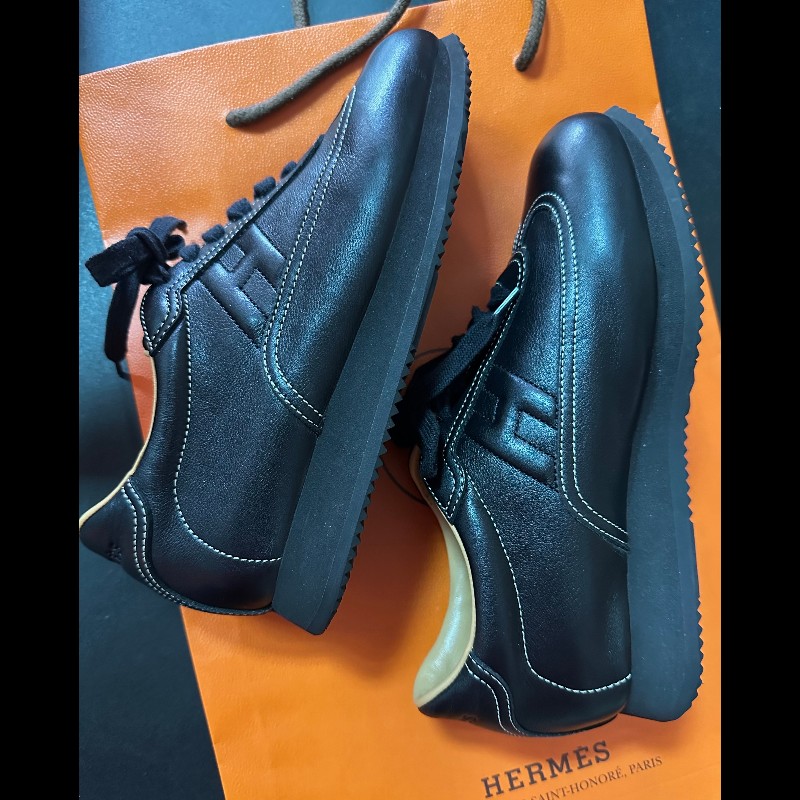 Herme's H皮革綁帶休閒鞋-10