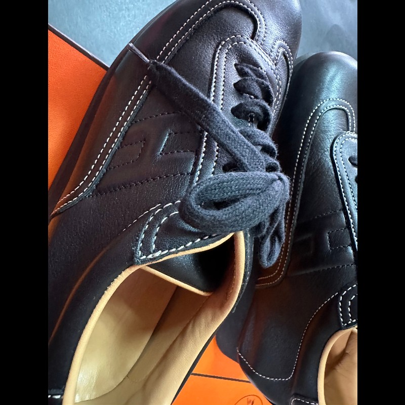 Herme's H皮革綁帶休閒鞋-12