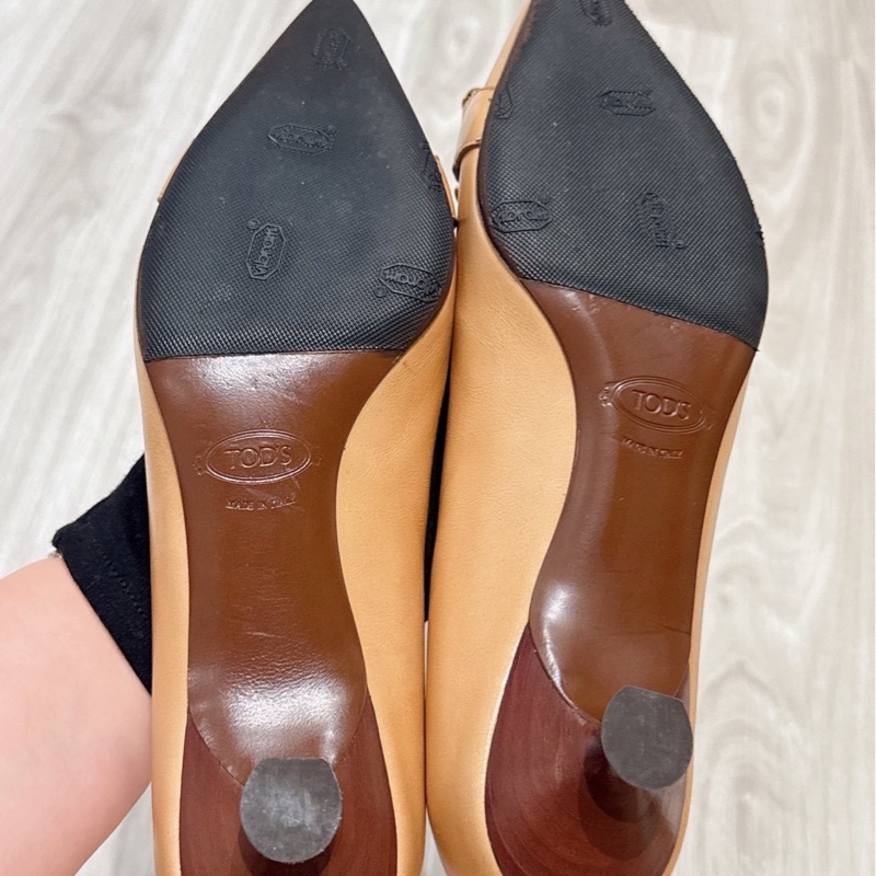 TOD'S 裸色麻花釦尖頭低跟鞋 37.5號-4