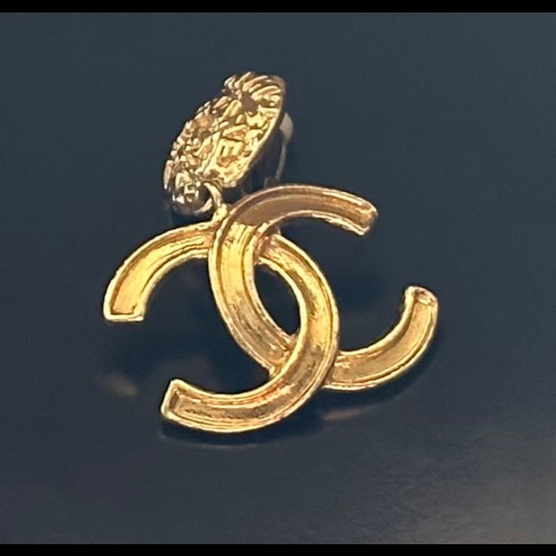 Chanel Vintage 古董老香垂墬垂吊式復古夾式耳環-7