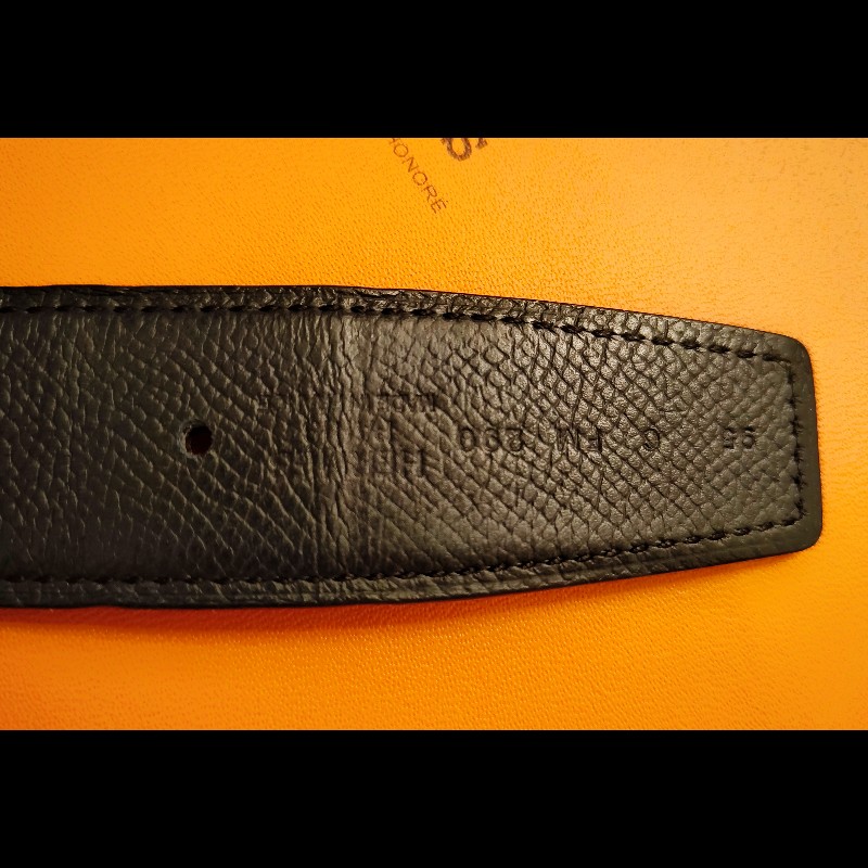 Herme's 銀色H釦頭雙色皮帶-9