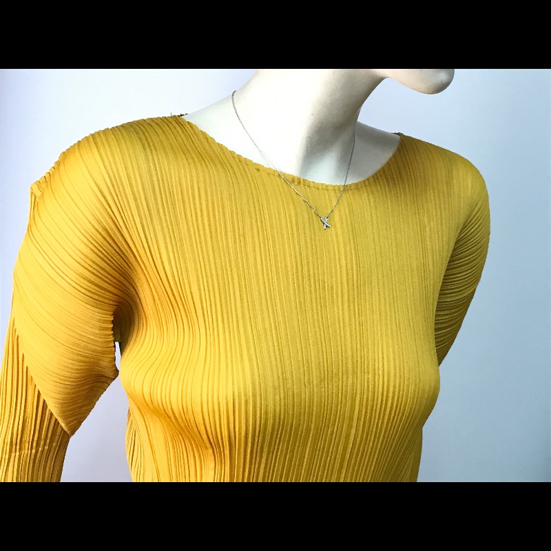Pleats Pleasa 系列黃色褶皺長袖上衣-2