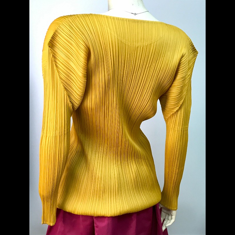 Pleats Pleasa 系列黃色褶皺長袖上衣-8