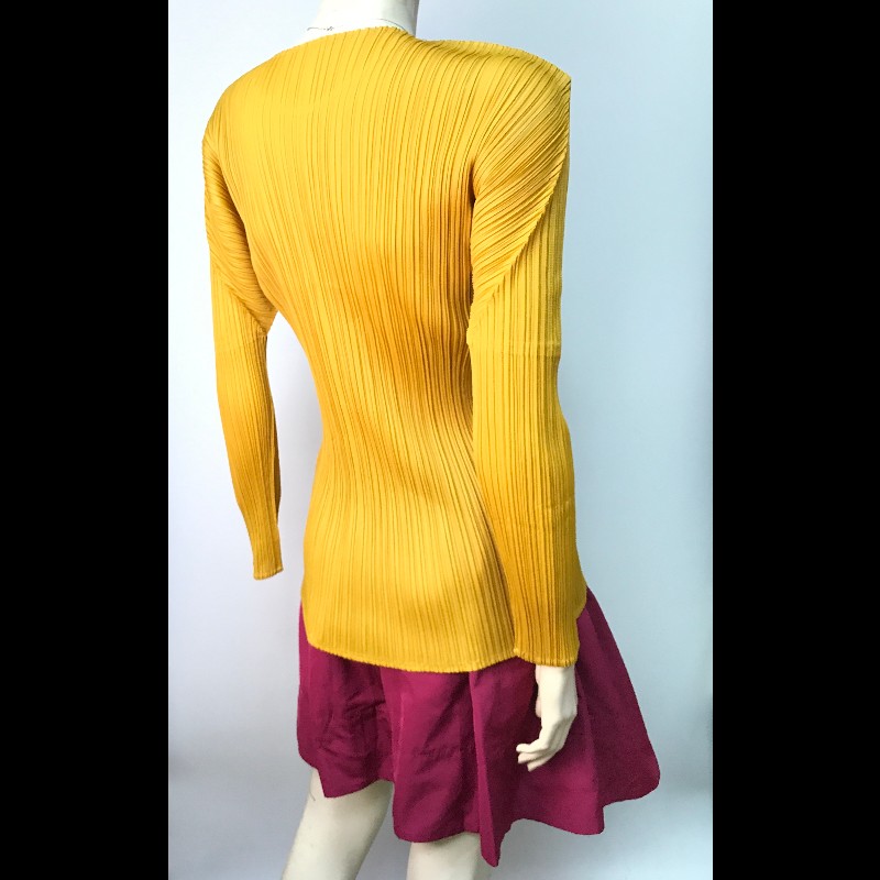Pleats Pleasa 系列黃色褶皺長袖上衣-9