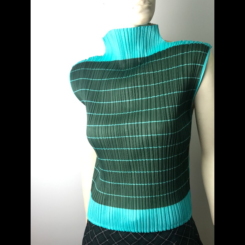 Pleats Please 條紋雙面褶皺上衣-1