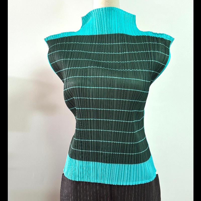 Pleats Please 條紋雙面褶皺上衣-5