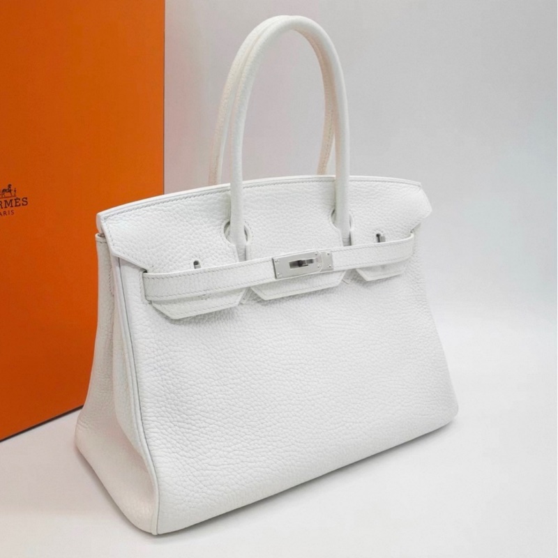 愛馬仕/HERMES Birkin30純白色 銀扣 togo皮 框J刻-2
