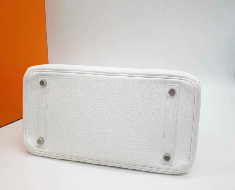 愛馬仕/HERMES Birkin30純白色 銀扣 togo皮 框J刻-3