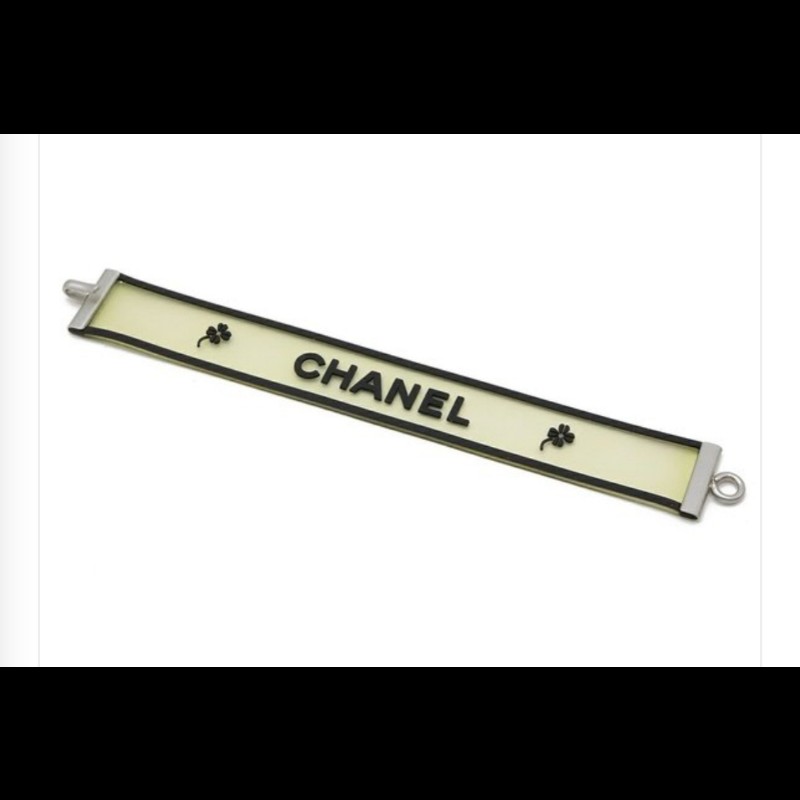 Chanel 老香 橡膠logo花朵手鍊-1