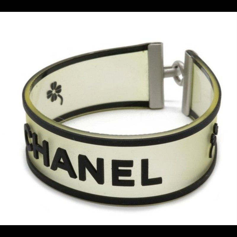 Chanel 老香 橡膠logo花朵手鍊-6