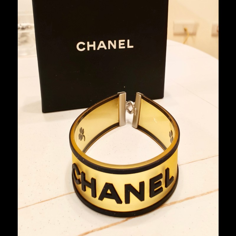 Chanel 老香 橡膠logo花朵手鍊-7