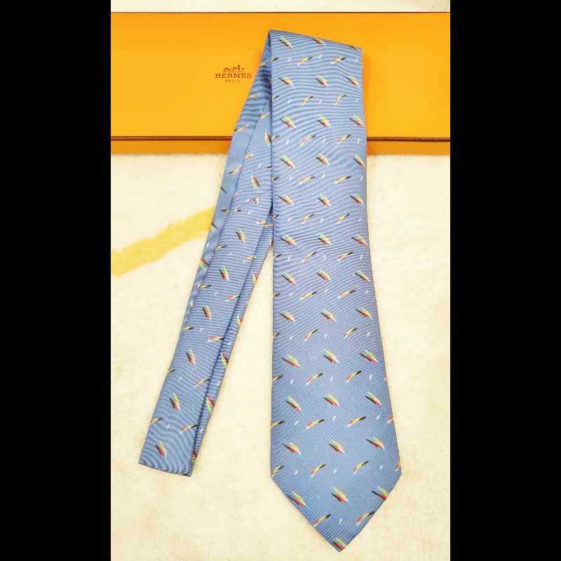 Hermes Ties 淺藍羽毛領帶-1