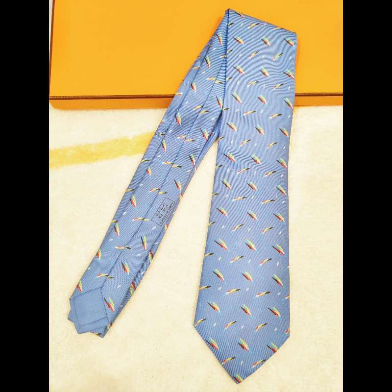 Hermes Ties 淺藍羽毛領帶-9
