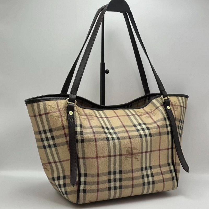 BURBERRY 戰馬格紋手提肩背購物袋 26*25*16 98新配件塵袋-1