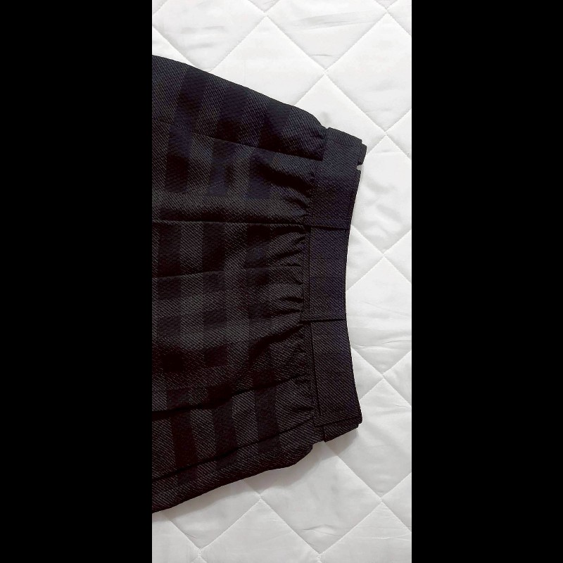 （日本製MIJ）BURBERRY 博柏利 LONDON 女黑灰格紋內裏及膝裙40號-3