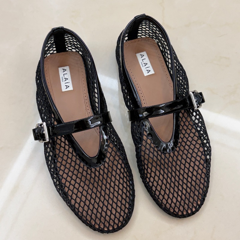 Alaia 黑色網芭蕾舞鞋-0
