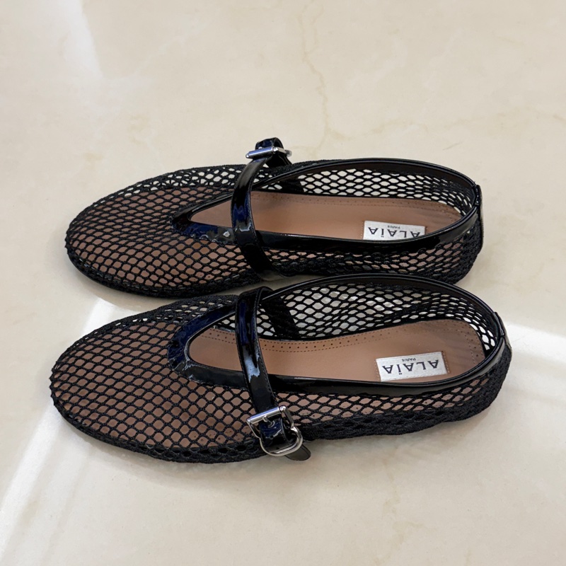 Alaia 黑色網芭蕾舞鞋-1