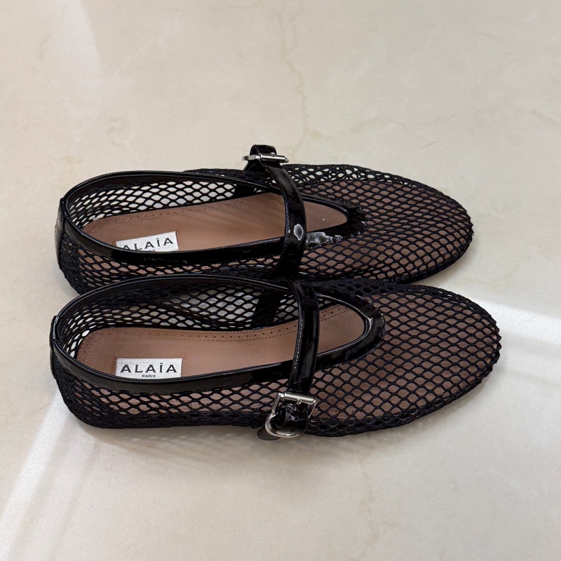 Alaia 黑色網芭蕾舞鞋-3