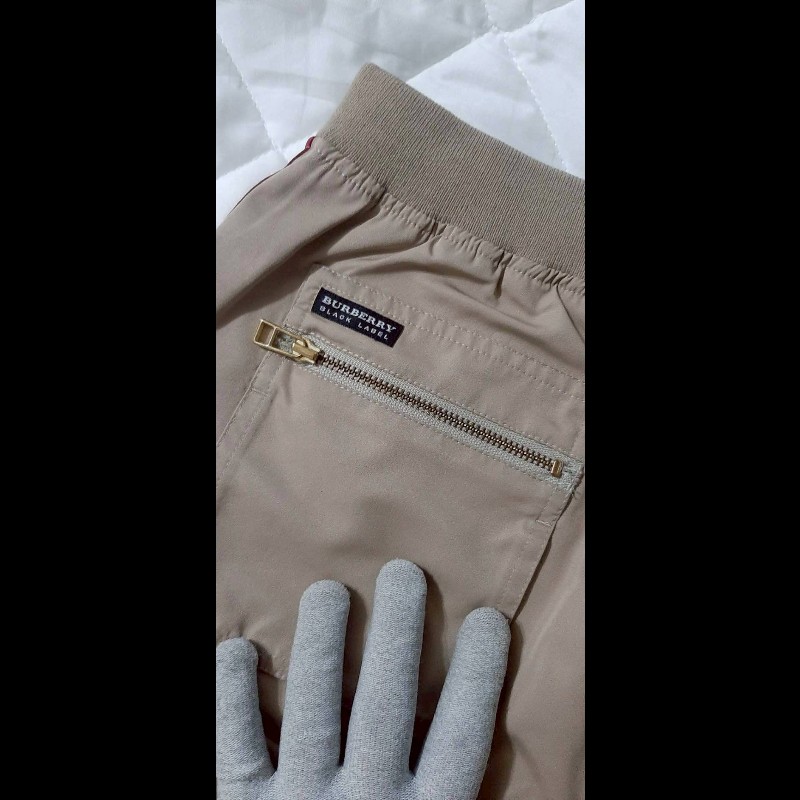 絕版BURBERRY 博柏利 BLACK LABEL 黑標 男卡其防潑水可調式褲管休閒短褲73號-5