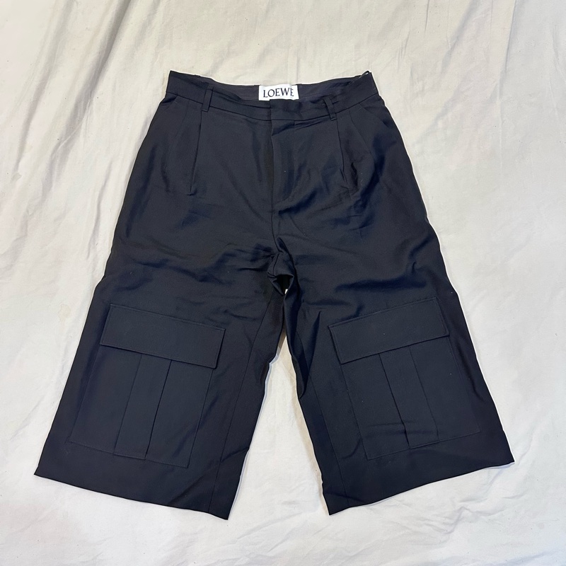 LOEWE羊毛7分寬褲-0