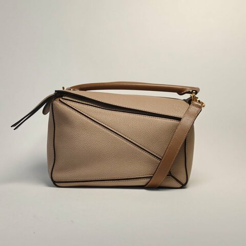 LOEWE Puzzle24幾何包小號奶茶色牛皮肩背包