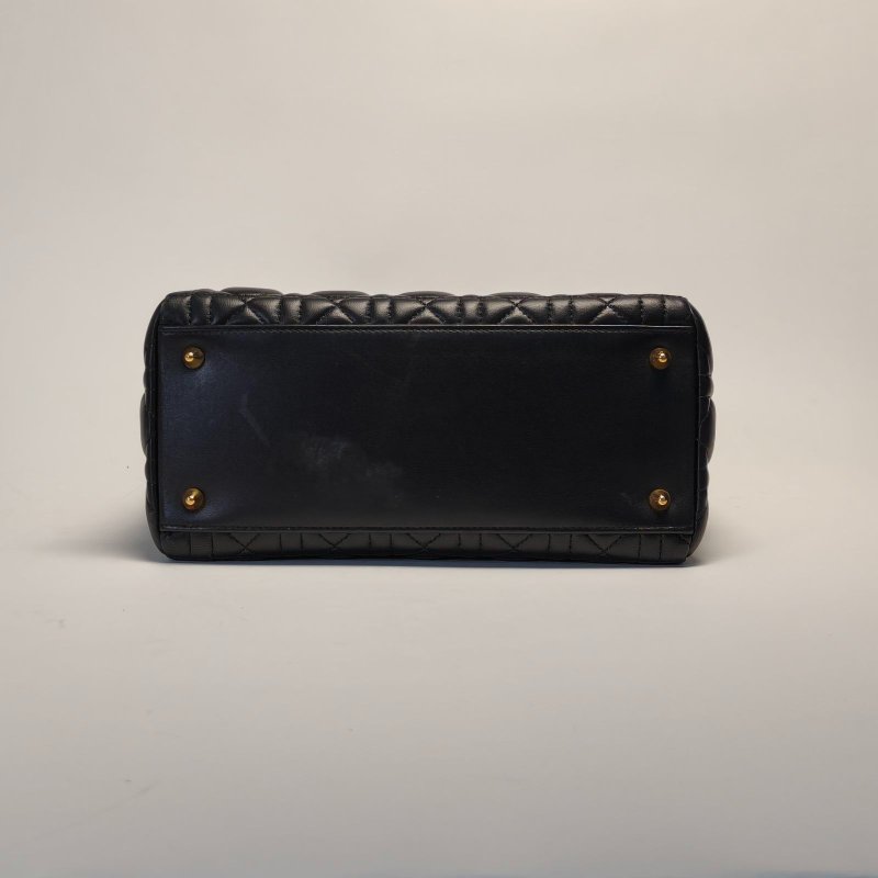 DIOR Lady戴妃包五格黑色羊皮金扣2009肩背包-4