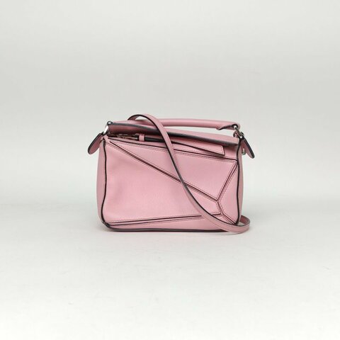 LOEWE Puzzle18幾何包迷你MINI粉色牛皮肩背包
