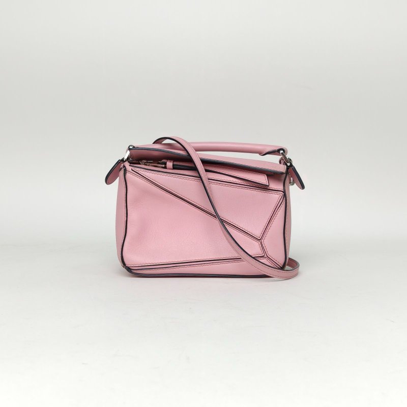LOEWE Puzzle18幾何包迷你MINI粉色牛皮肩背包-0