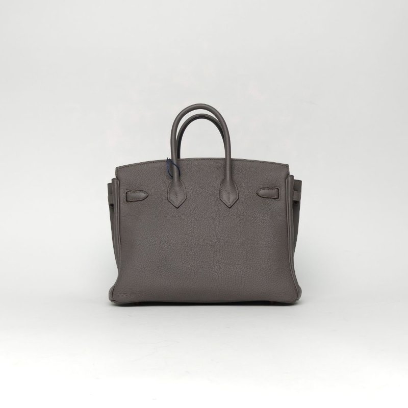 HERMES Birkin258F錫器灰Togo皮C刻玫瑰金扣肩背包-1