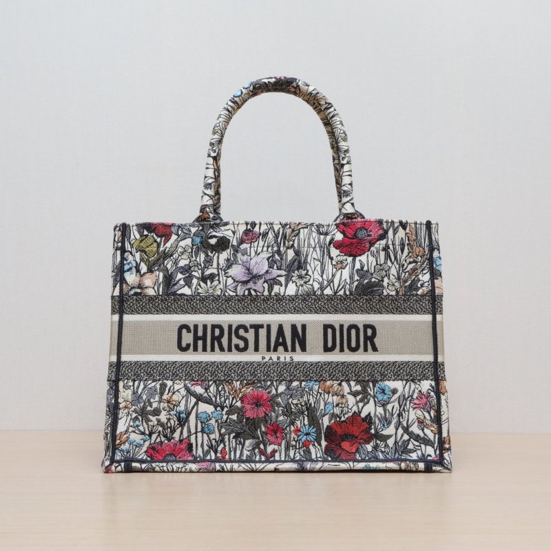 DIOR BookTote中號36圖案帆布2020PetitesFleurs繁花刺繡肩背包-1