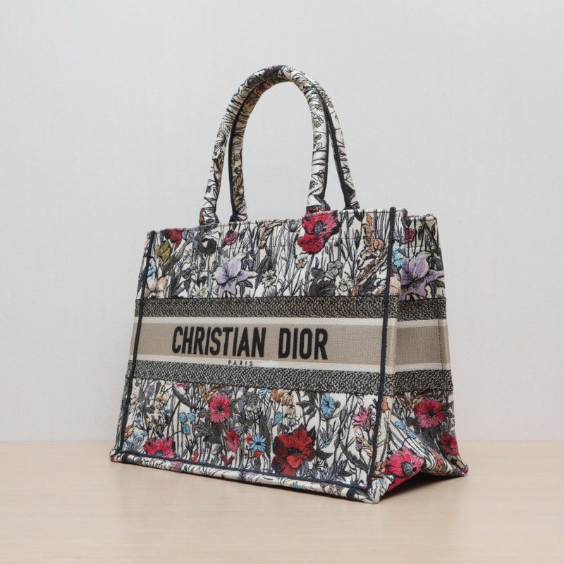 DIOR BookTote中號36圖案帆布2020PetitesFleurs繁花刺繡肩背包-3