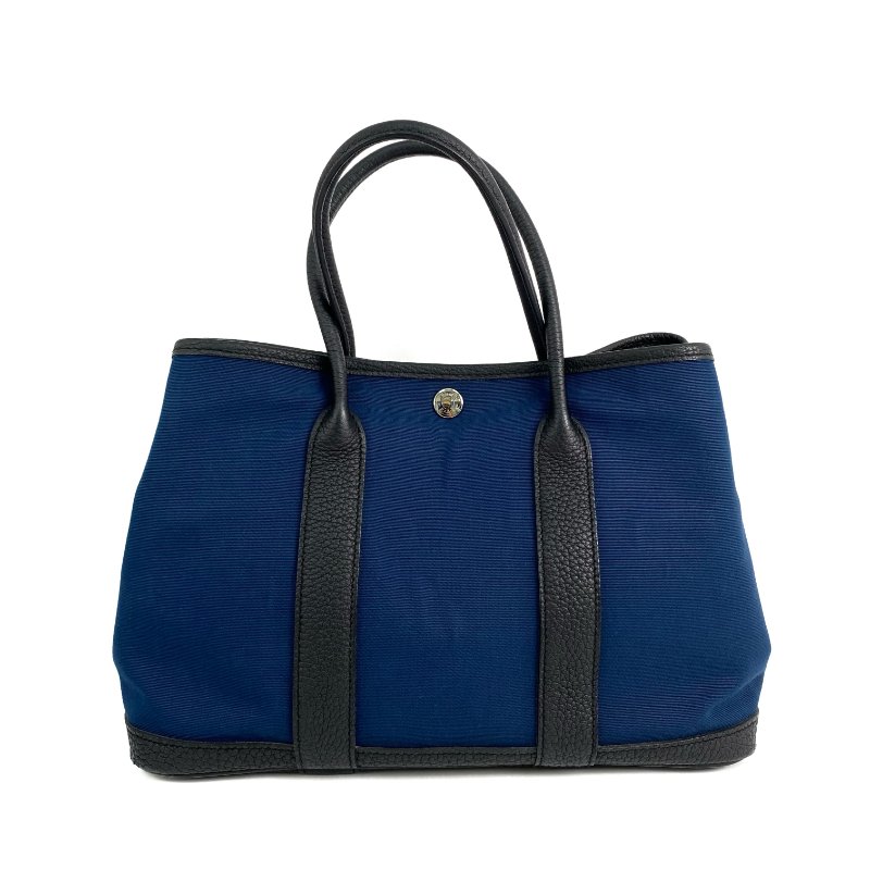 △ Hermes 愛馬仕 Garden party 30 Navy, Black Canvas Negonda Calfskin Tote Bag Stamp X Garden party 30 深藍色, 黑色帆布小牛皮托特袋X刻 -257022042-1
