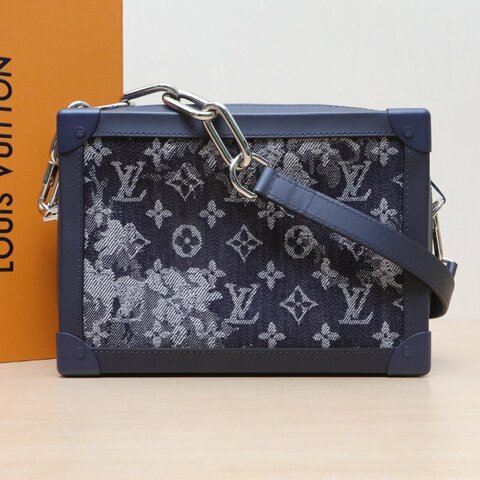 LOUIS VUITTON SoftTrunk軟盒子包大號25牛仔藍帆布晶片牛仔迷彩2020肩背包