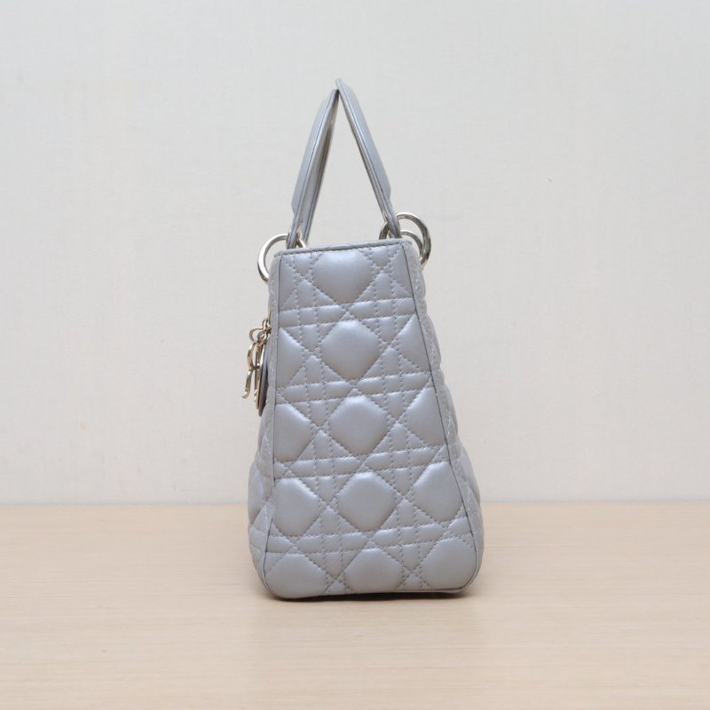 DIOR Lady戴妃包五格灰色羊皮淺金扣2017肩背包-2