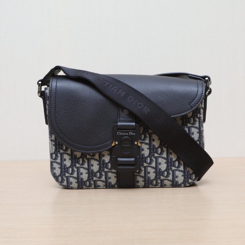 DIOR 老花牛皮帆布黑扣2022SADDLE馬鞍信使郵差包/肩背包-1