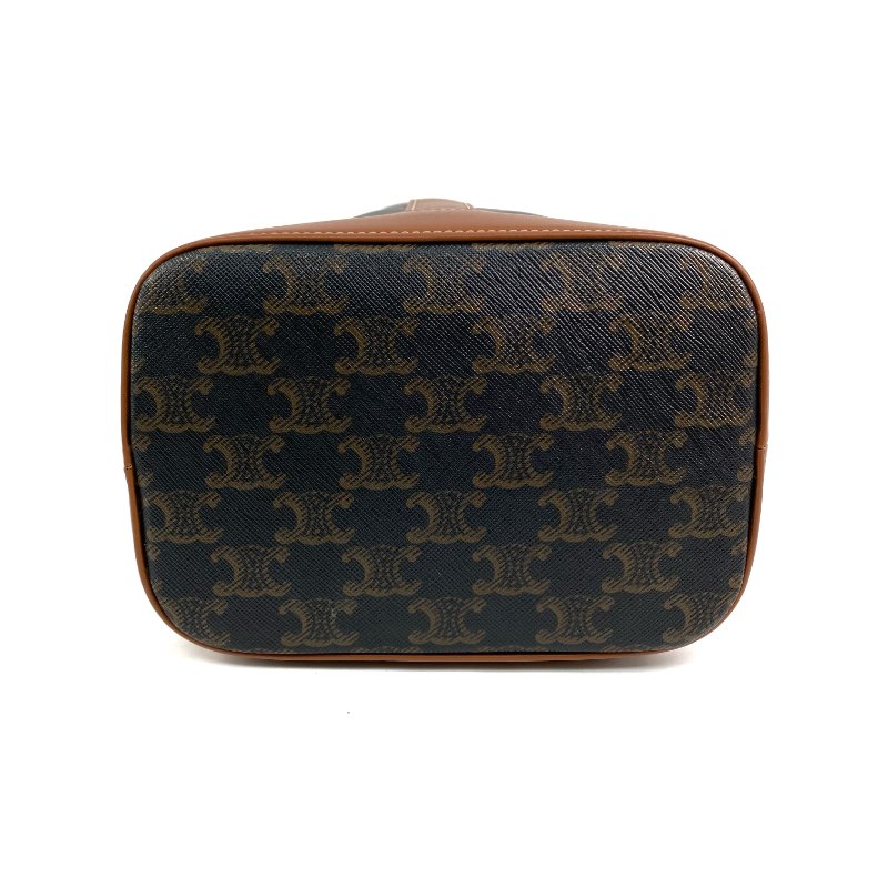 △Celine思琳 Brown Coated Canvas Triomphe Bucket Bag 啡色塗層帆布水桶袋 -257021823-5